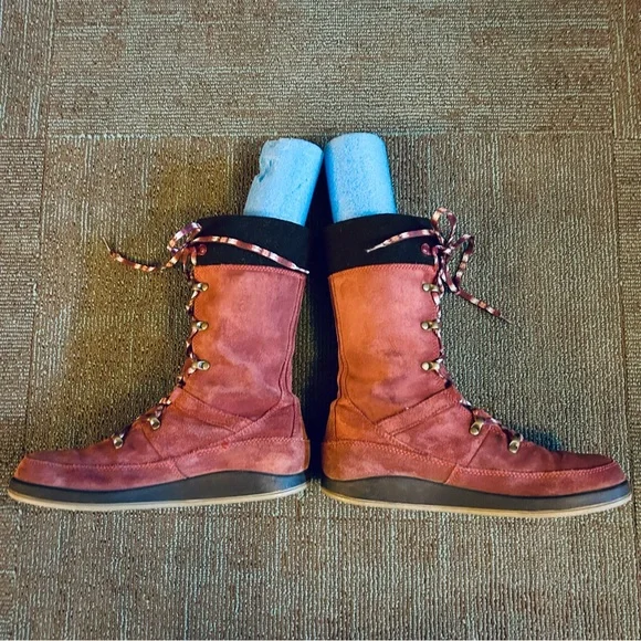 Chaco Brick Red Waterproof Suede Andorra Lace Up Boots, size 8.5 39.5 - Picture 5 of 13